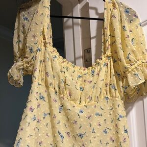 Charming Yellow Floral Midi Dress